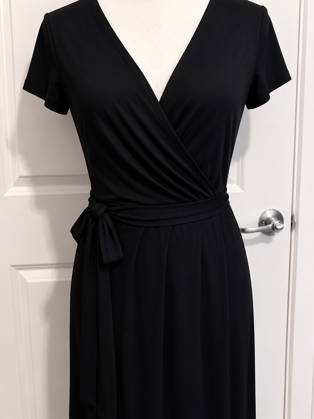 Banana Republic Black Wrap-Front Midi Dress